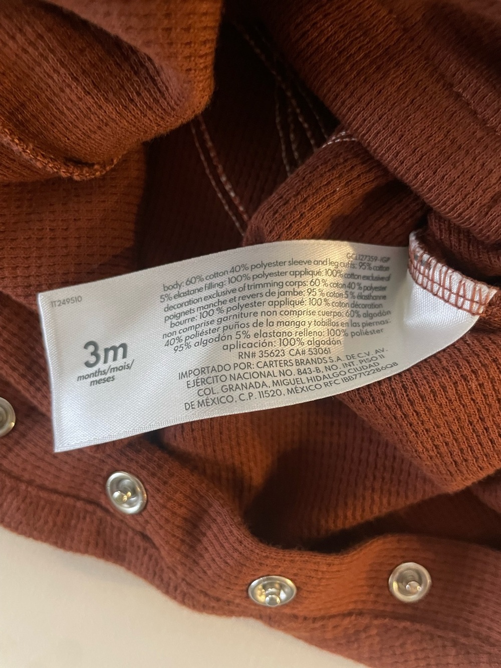 Carter's One Piece Brown Thanksgiving Turkey Baby Hoodie Romper Size 3 Months - Picture 5 of 5